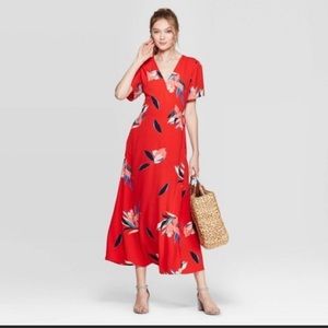 A New Day Red/Floral Wrap Dress
